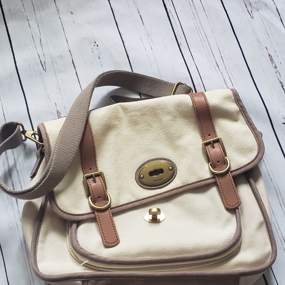 Fossil Canvas Messenger bag with shoulder strap
